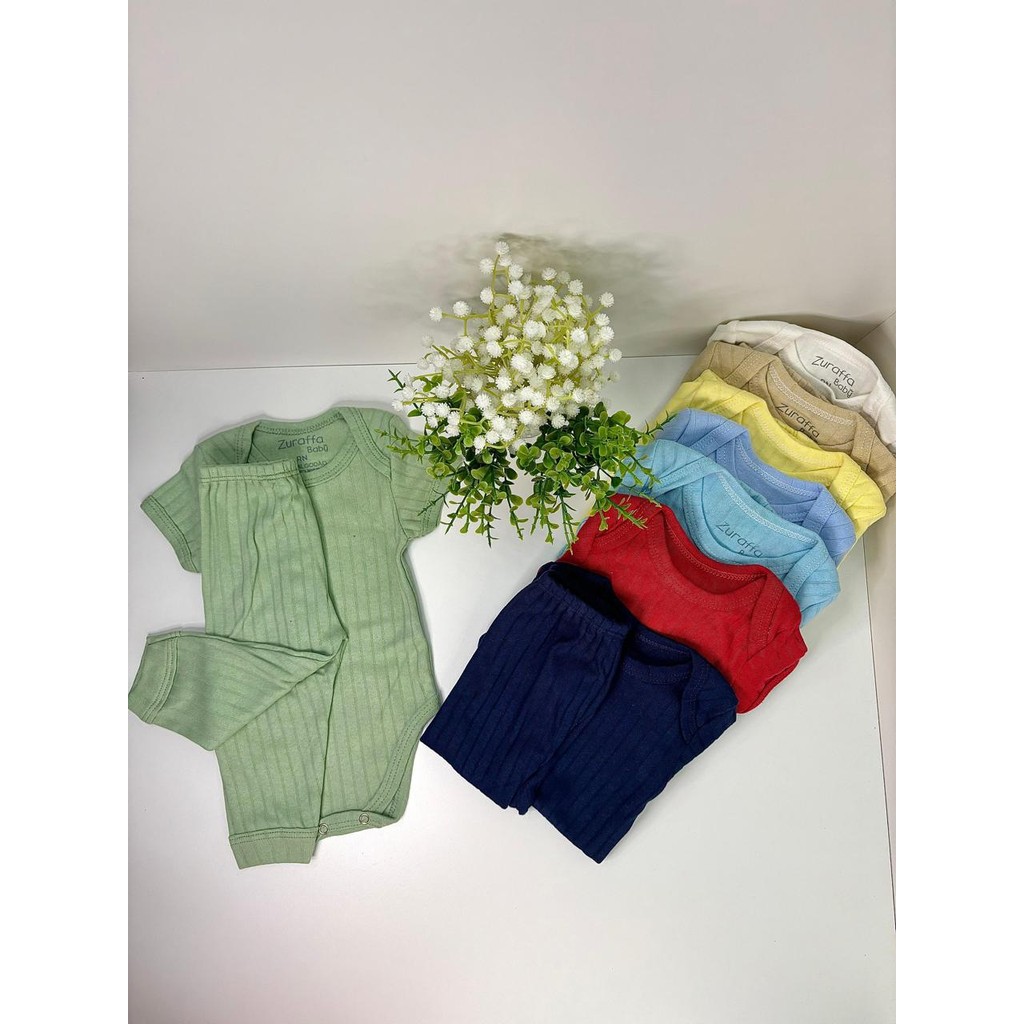 Kit 6 Peças Canelado Premium Roupas de Bebê Conjunto Menino Menina 3 Body e 3 Mijão