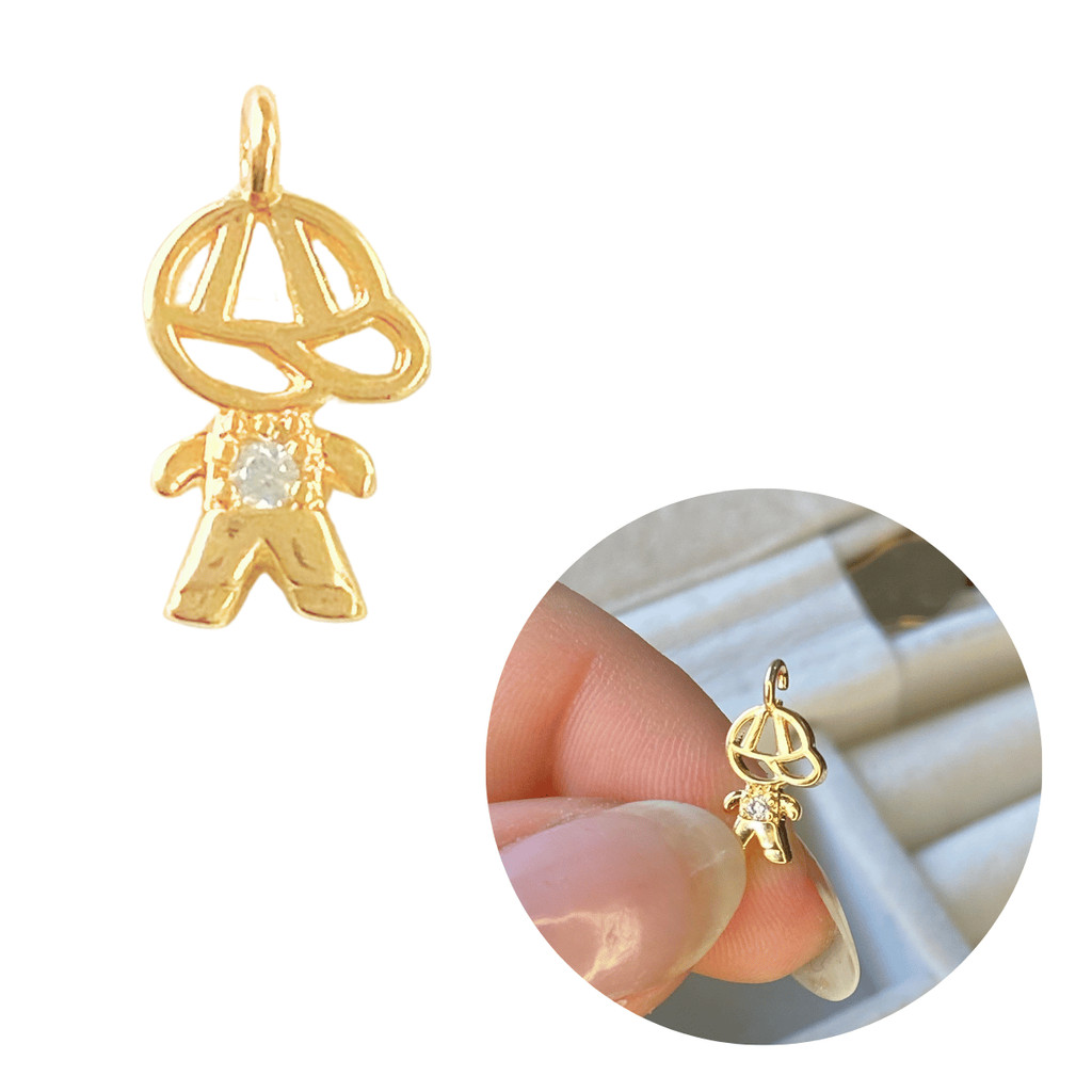 Pingente filho menino dourado cravejado banhado sem corrente em Oferta na Shopee