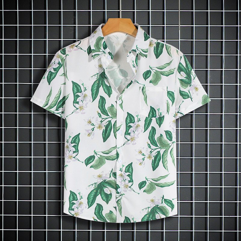 Camisa Havaiana Masculina Verão Floral Praia Topo Fino Solto Manga Curta Moda POLO Casal Roupas Casuais Wear