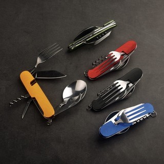 Kit Mini Talheres Dobráveis Camping Faca Garfo Colher Canivete Destacável 5em 1
