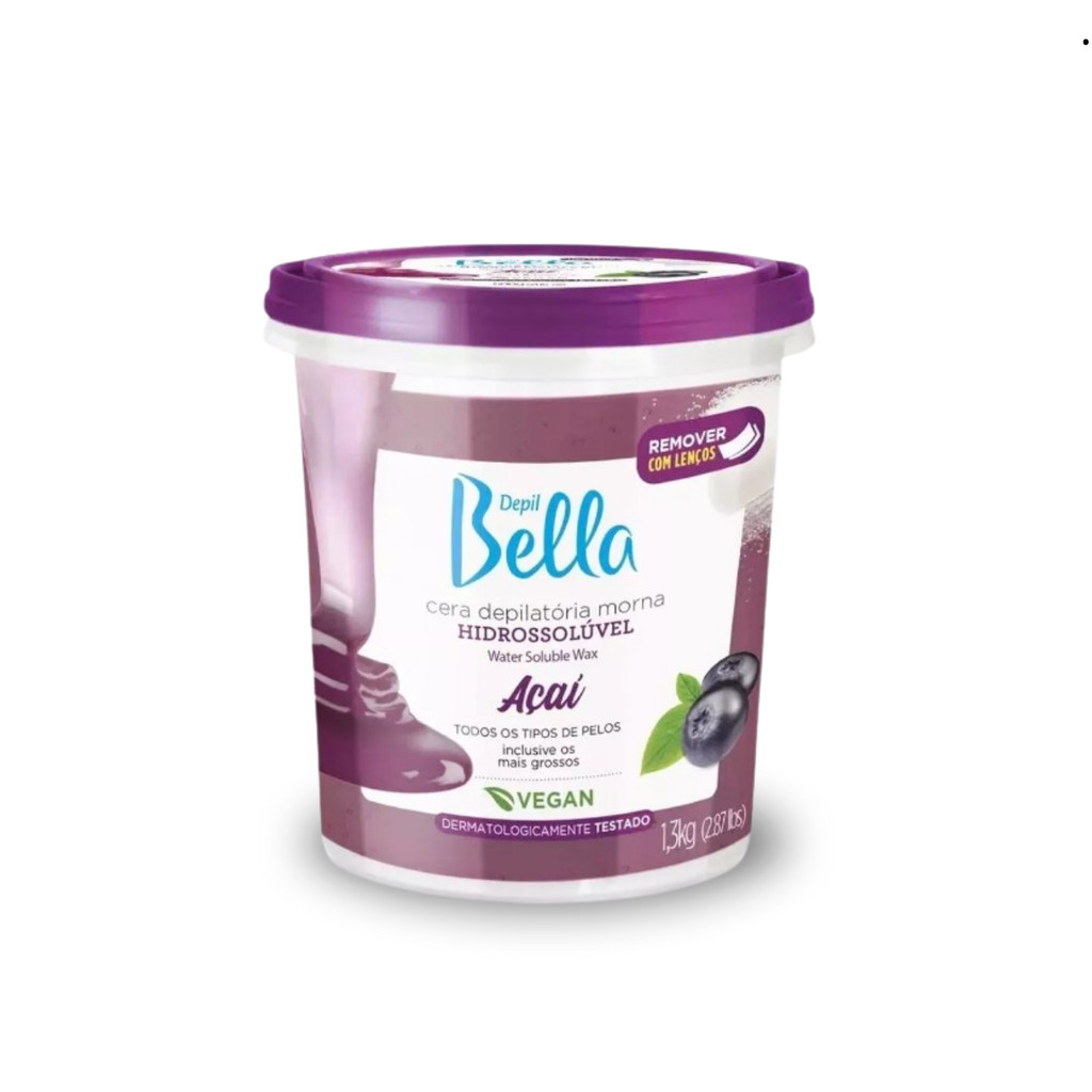 Cera Depil Bella Hidrossolúvel Açaí 1,3kg em Oferta na Shopee