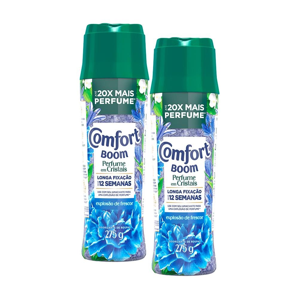 Kit 2 Odorizantes de Roupas Comfort Boom Perfume em Cristais Explosão de Frescor 275g