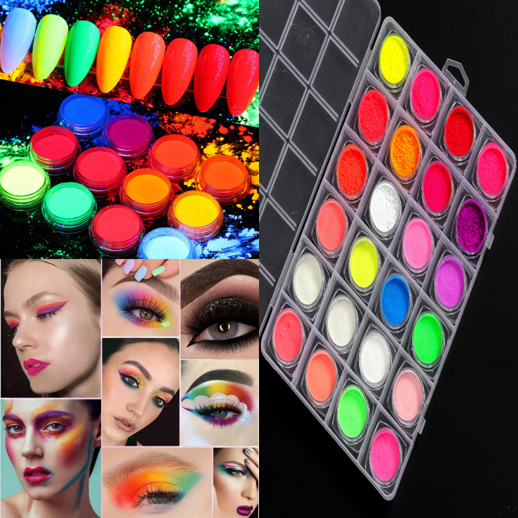 Caixa 6/24 Sombra Maquiagem Pigmento Neon Carnaval Maquiagem tinta pele sombra olhos cilios boca canarval festa neon