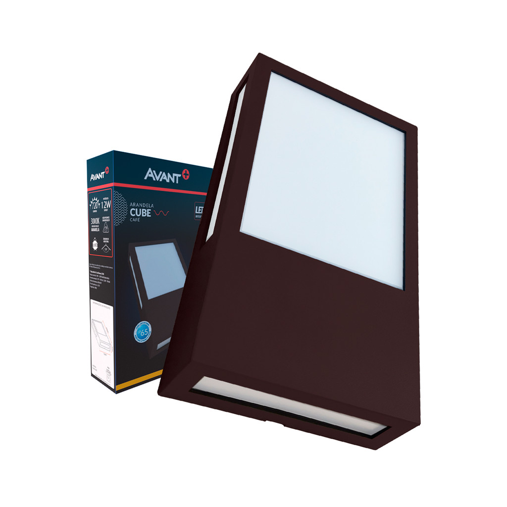 Arandela Led Externa Cube 12w 3000K Cafe Avant em Oferta na Shopee