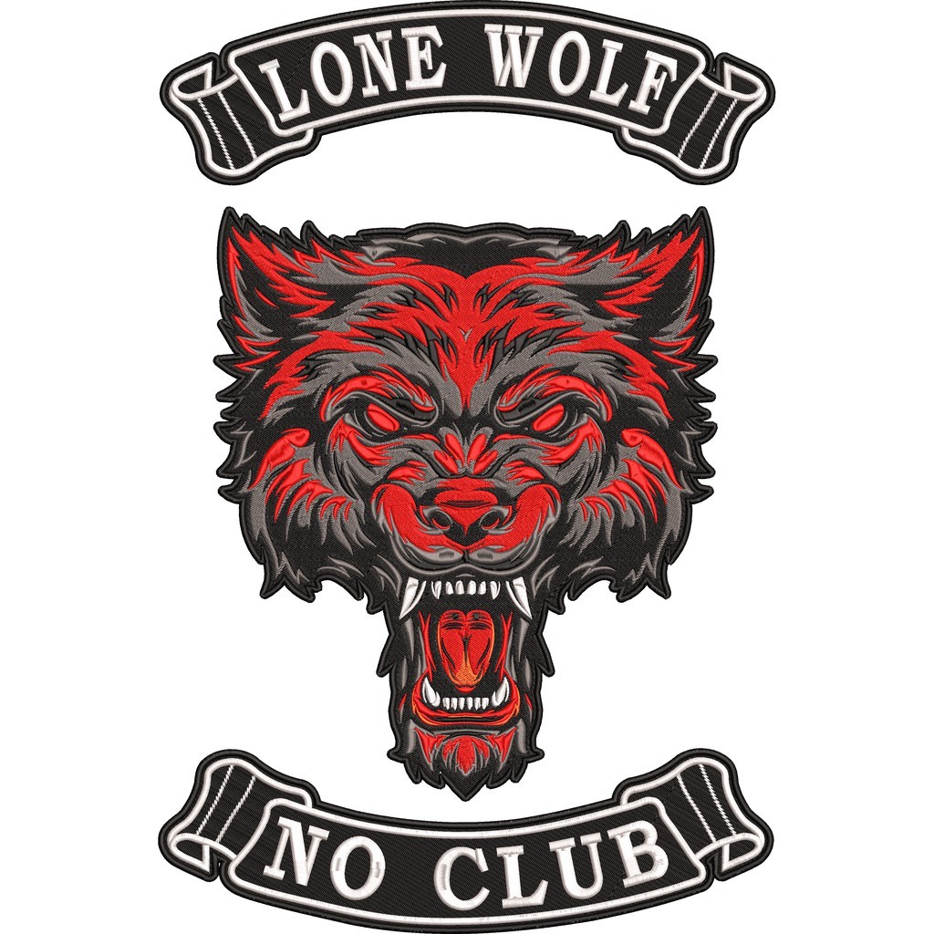 Kit 3 Patch Bordado Lobo Vermelho Motociclista Moto P/ Colete Anm11
