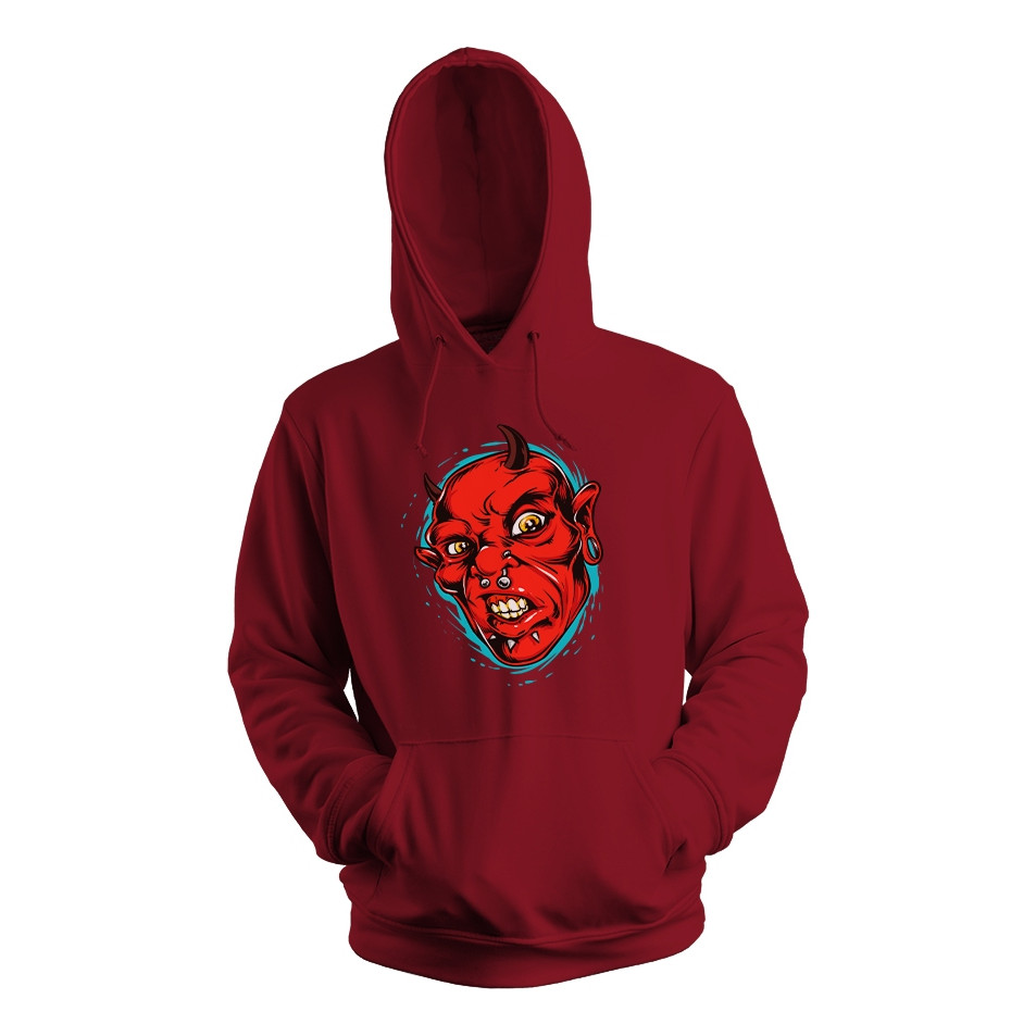 Blusa Frio Moletom Flanelado Capuz Estampa Careta Diabinho