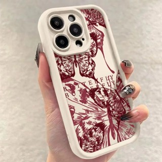 Capa De Telefone Macia Para Samsung S24 S23 FE S25 S24 Plus Ultra S23 S22 S21 S22 S20 Vinho Vermelho Borboleta em Oferta na Shopee