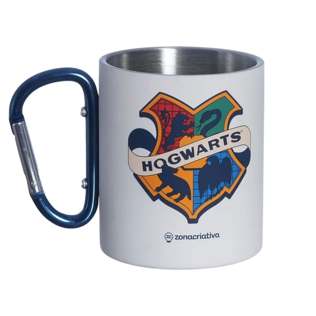Caneca Mosquetão Hogwarts 300ml Aço Inox Harry Potter Zona Criativa - 10026012 em Oferta na Shopee