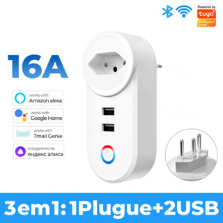 Smart Plug WiFi com 2 Portas USB, Protetor contra Surtos, Cozinha, Eletrodoméstico, Alexa, Tuya, Brasil, 16A em Oferta na Shopee