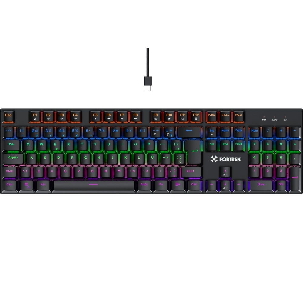 TECLADO MECANICO GAMER FORTREK GRAVITY 100 RAINBOW SWITCH OUTEMU RED PRETO 84138