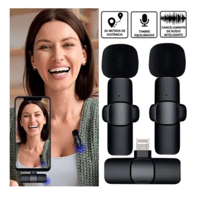 Microfone Lapela Para Celular Wireless Sem Fio Compatível Android/IOS Envio Imediato em Oferta na Shopee