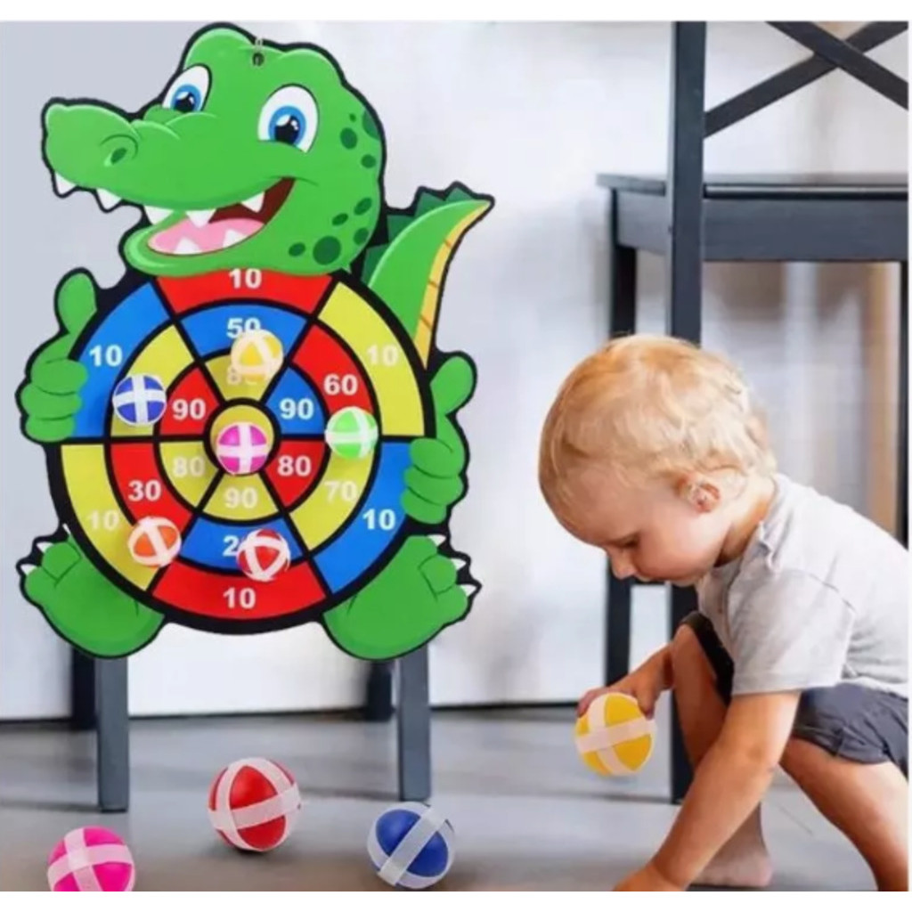 Brinquedo Lança Dardo Em formato De Crocodilo Com 3 Bola Pegajosa - Goalkids