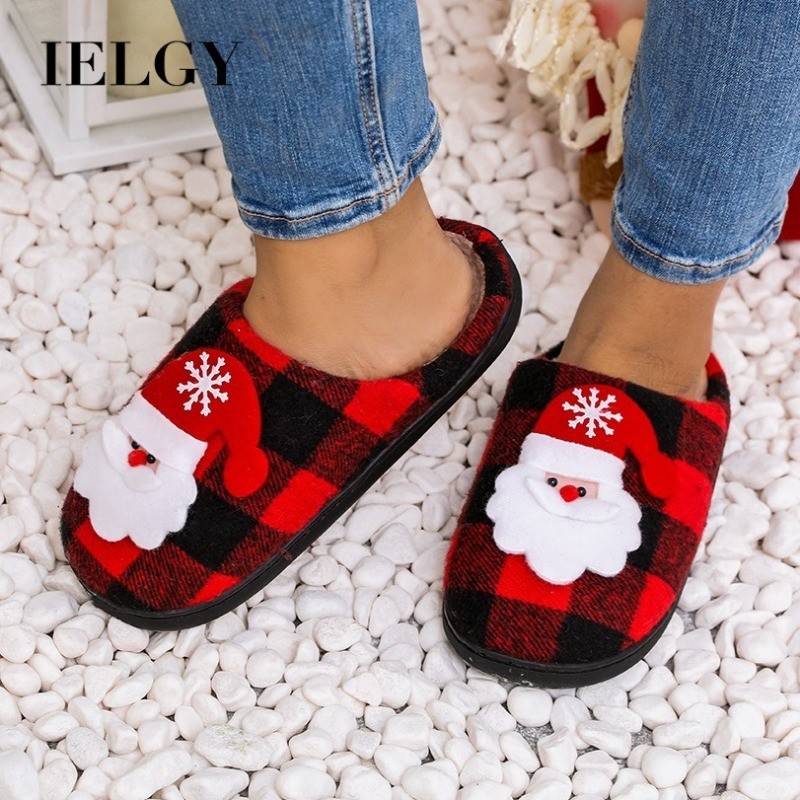 IELGY Vermelho Casa Chinelos De Algodão Quente Casal Natal Antiderrapante Presente Inverno em Oferta na Shopee