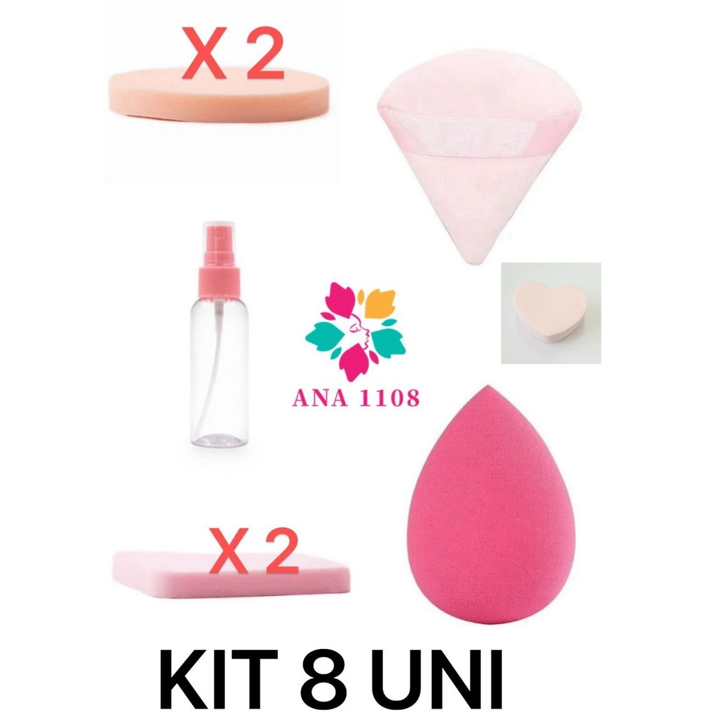 ANA 1108 KIT8 Pçs Esponja Macia Rosto Maquiagem Pó Puff Ferramentas De Beleza