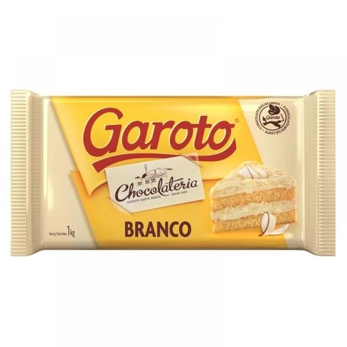 Barra de Chocolate Cobertura Chocolateria Branco Garoto 1Kg em Oferta na Shopee
