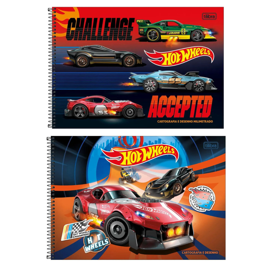 Caderno Espiral Cartografia e Desenho Hot Wheels - Tilibra