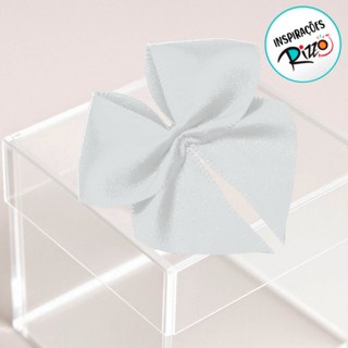 Lacinho de Fita de Cetim Branco 38mm - 7,6cm - Cor 201 - 6 unidades - Progresso - Rizzo em Oferta na Shopee