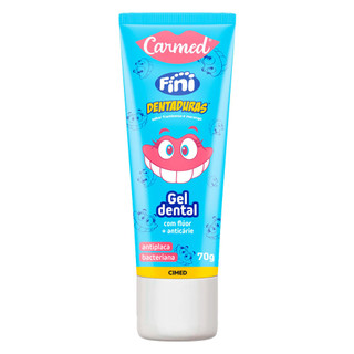 Gel Dental Carmed Fini Dentaduras Sabor Framboesa e Morango com Flúor e Anticárie 70g em Oferta na Shopee