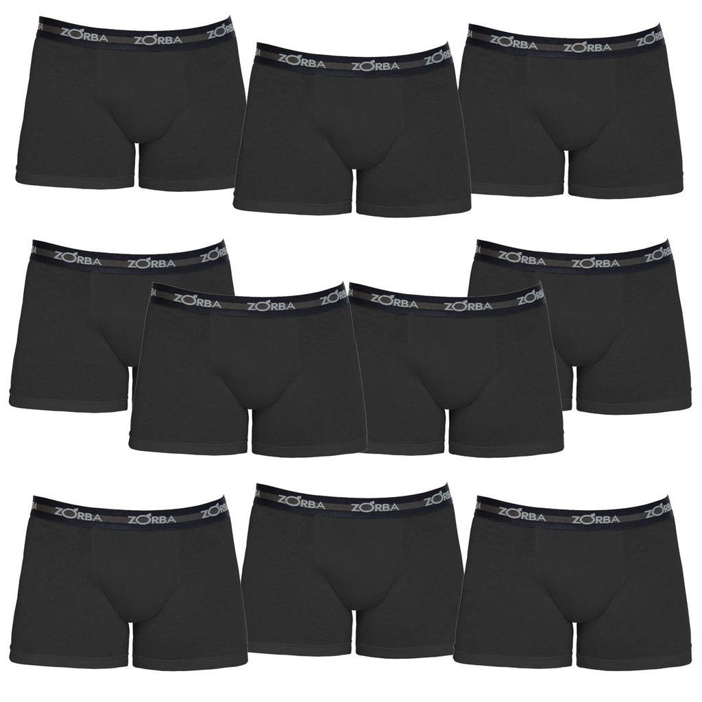 Kit 10 Cuecas Boxer Box Zorba Max 702 Básica Cós Elástico 100% Algodão