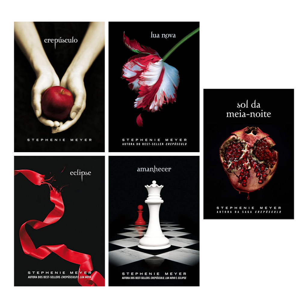 Crepúsculo + Lua Nova + Eclipse + Amanhecer + Sol Da Meia Noite - Stephenie Meyer - 5 Livros Físicos