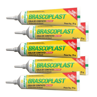 Kit 5 Cola de Contato BRASCOPLAST 75g | Alta Fixação para Sapateiro e Artesanato - BRASCOLA em Oferta na Shopee