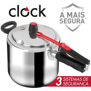 Panela de Pressão Clock+ em Alumínio Original Polida Fechamento Interno 7L