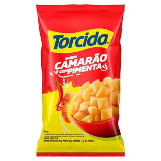 Salgadinho de Trigo Torcida Sabor Camarão com Pimenta 35g em Oferta na Shopee