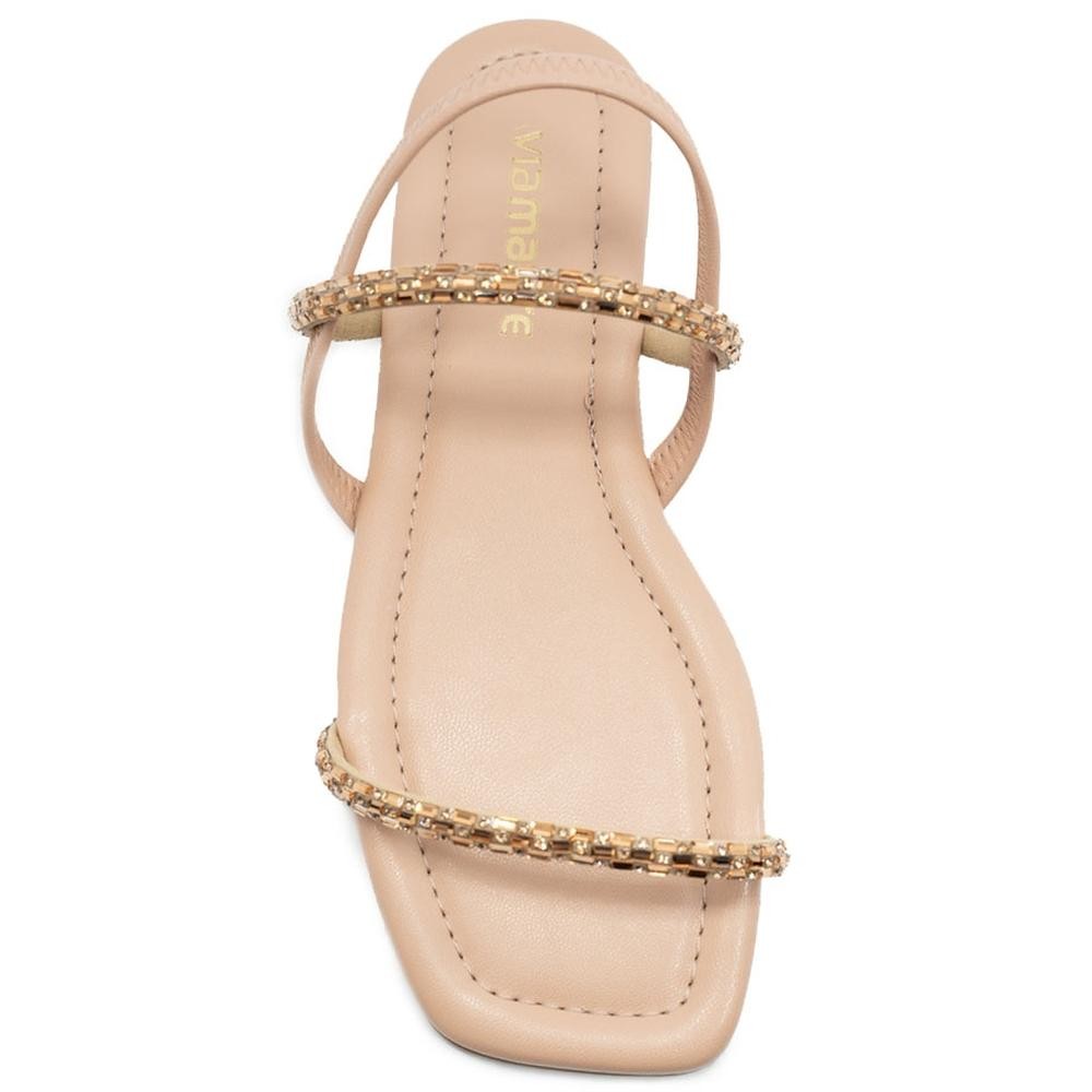Rasteira Via Marte Strass Feminina - Bege