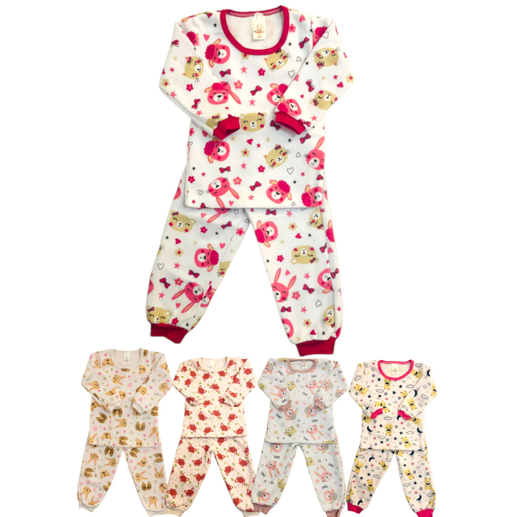 Conjunto Soft Tamanho 123 Quentinho Inverno Pijama Infantil Promoção Feminino Menina