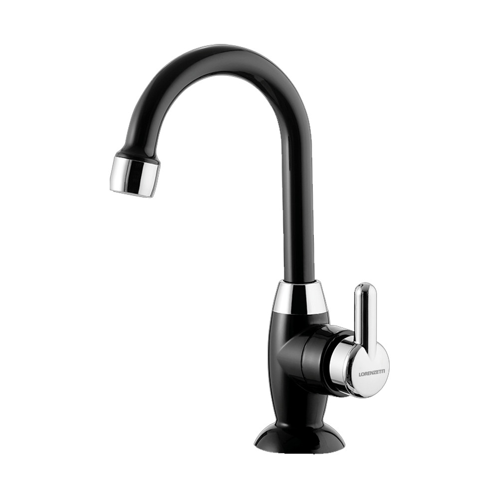 Torneira de Mesa para Lavatório Bica Alta 1/4v 1195 F31 Preta/Cromada - LORENZETTI - Home & Living