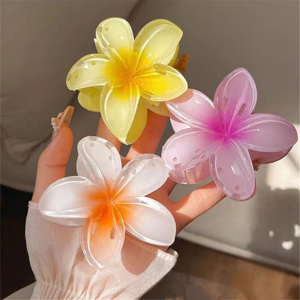 Piranha Presilha Prendedor de Cabelo com Clip 8 cm Flor Transparente Estilo Coreano – Acessório Feminino