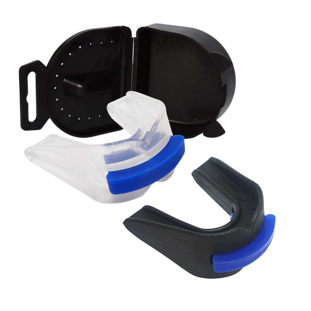 kit  2 Protetor Bucal Duplo Moldável C/ Estojo P/ Muay Thai, Boxe