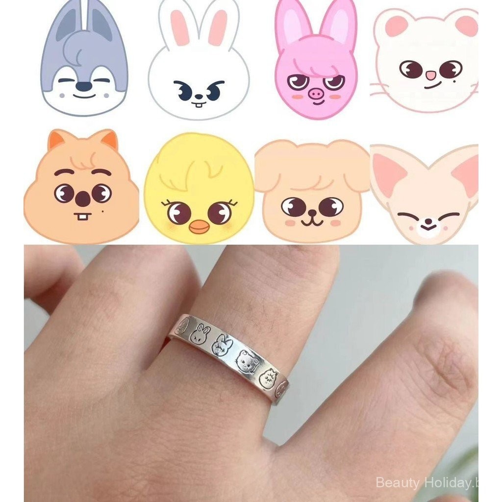 Kpop Idol Stray Kids Rings Skz Alloy Anéis Abertos Ajustáveis Acessórios De Moda Stay Fans Gift em Oferta na Shopee