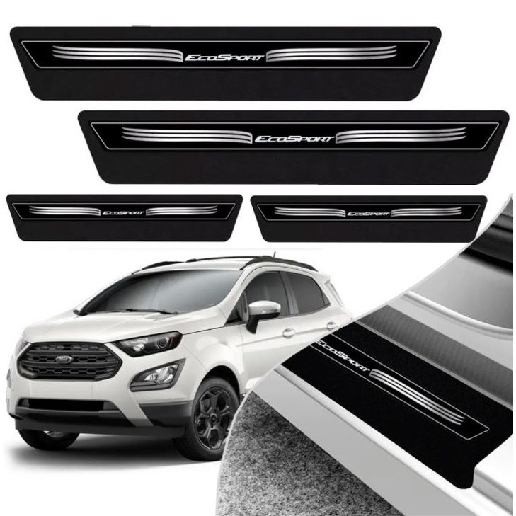 Jogo 8 Pecas Soleira Protecao De Porta Adesivo Ford EcoSport 2013 2014 2015 2016 2017 2018 2019 2020 2021 2022 Preta