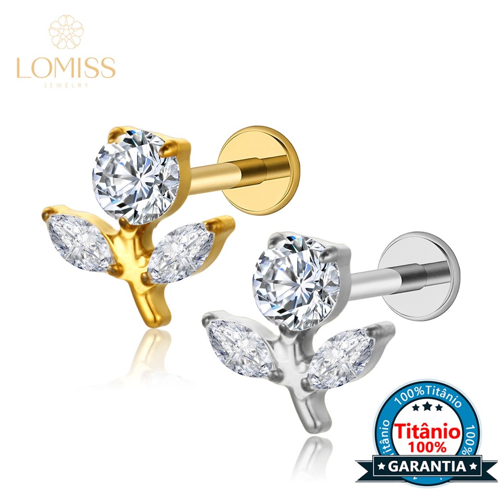 Piercing Helix Tragus Conch Labret Titânio Flor Zircônia Cravejada em Oferta na Shopee