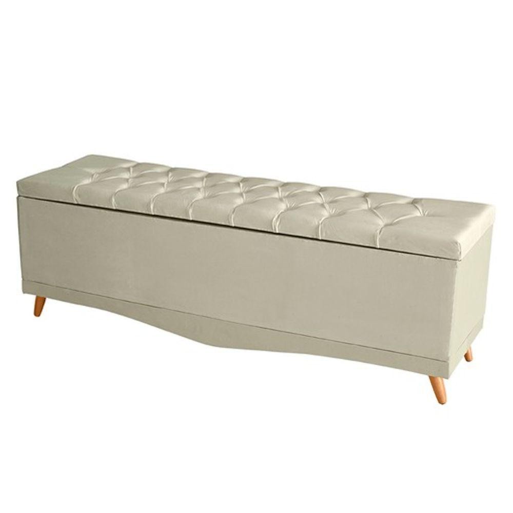 Recamier Calçadeira Baú Barcelona King 195 Cm Botão Encapados Pés Palito Suede Porcelana Do Lar Móveis