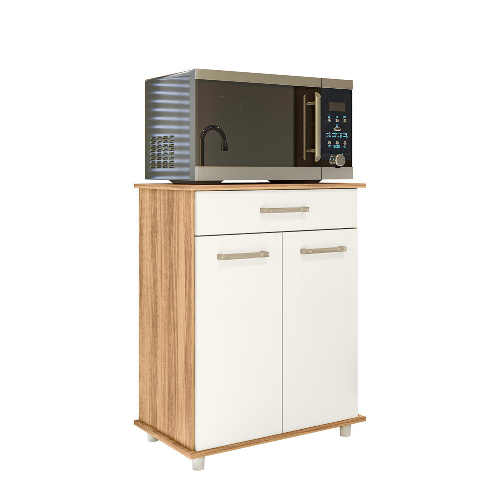 Balcão Multiuso Isis Duplo 2 Portas 1 Gaveta Freijo com Off White Nicioli em Oferta na Shopee