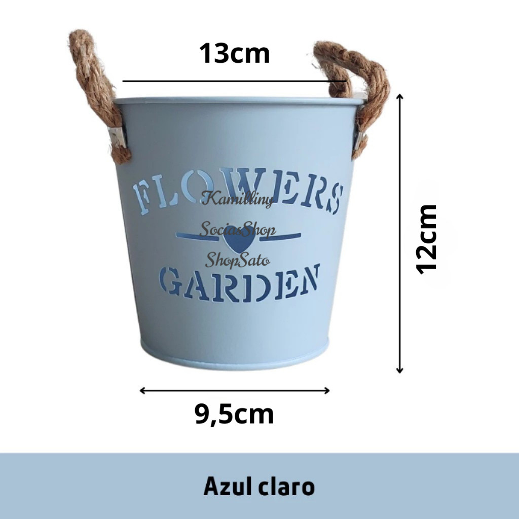 Vaso Color De Metal Garden Cachepot Com Alça Corda De Sisal Para Plantas e Flores Decorar — imagem 2 de 2