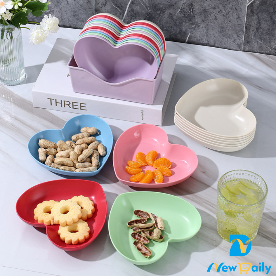 KIT 10 Pratos/Petisqueiras Coração com Suporte - Perfeito para Sobremesas e Festas CZ-01-BC