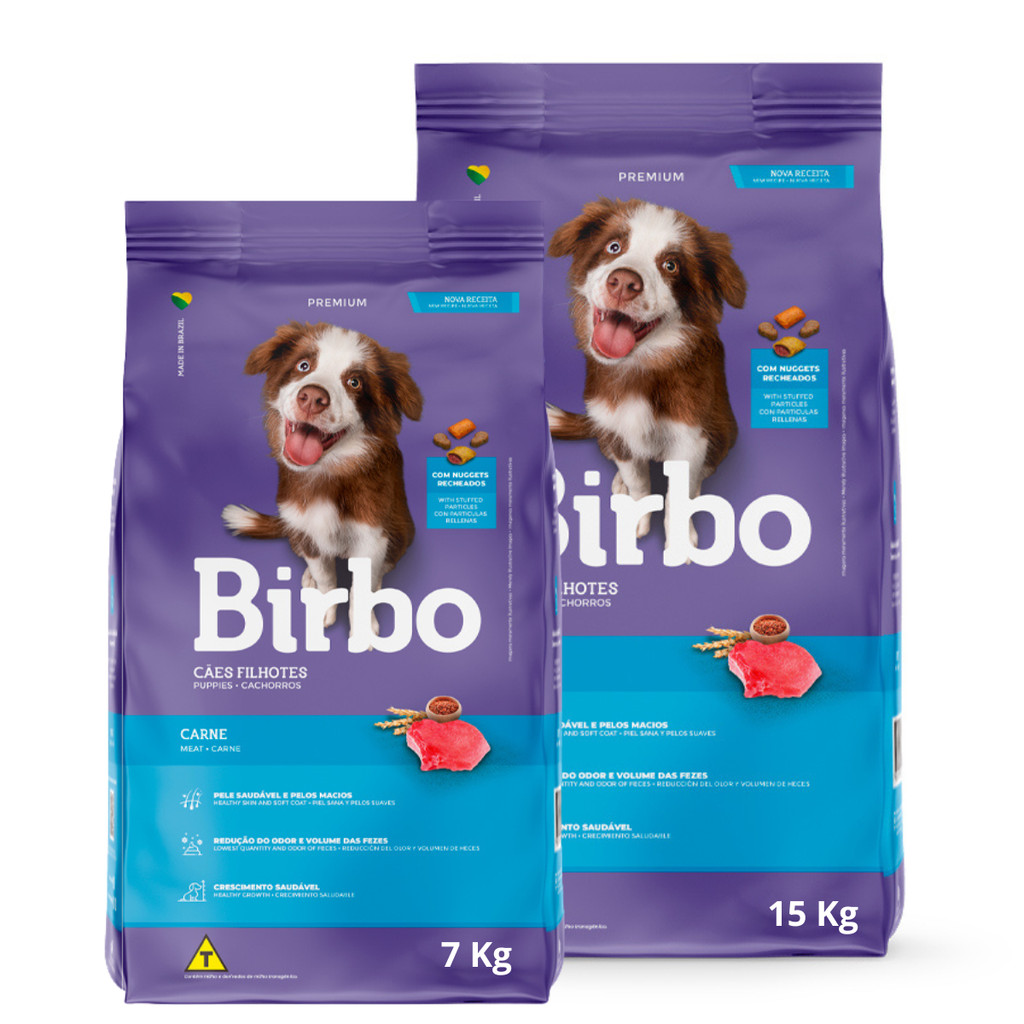 Ração Birbo Filhotes Carne 7kg Para Cães em Crescimento Alimento Completo Nutrição Balanceada