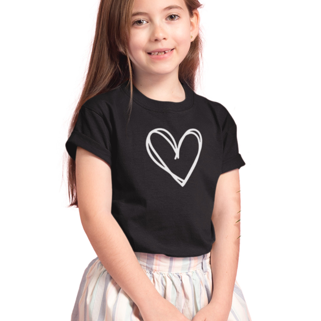 Camiseta Infantil Menina Juvenil Criança Adolescente Feminina Coração Estilosa Em Alta