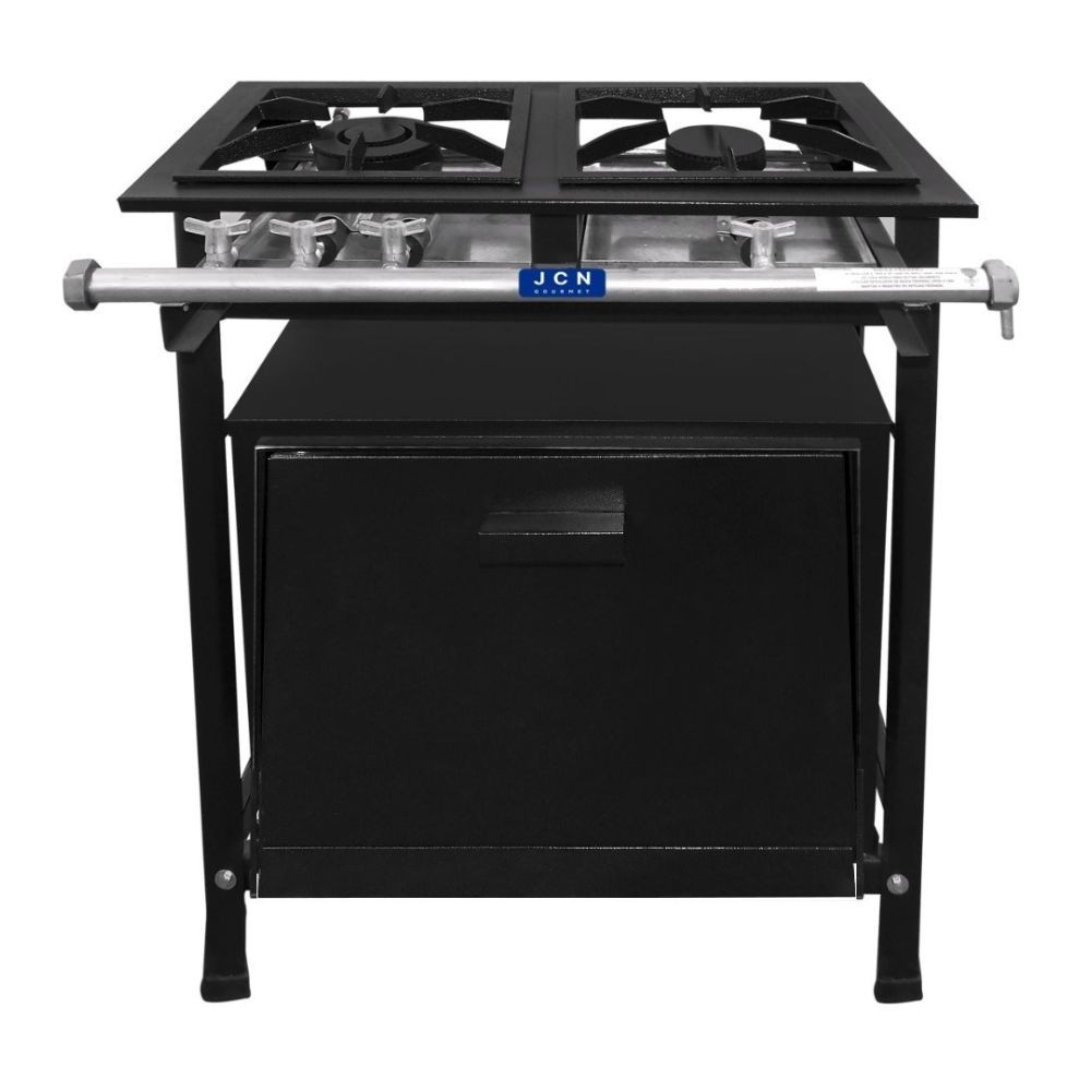 Fogão Industrial 2 Bocas Baixa Pressão 2 Queimadores Simples + Forno 49 Litros Aço P5