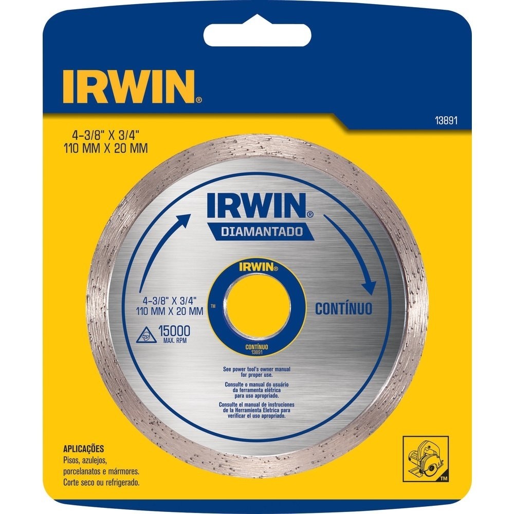 Disco De Corte Irwin Diamantado Contínuo 110mmX20mm em Oferta na Shopee