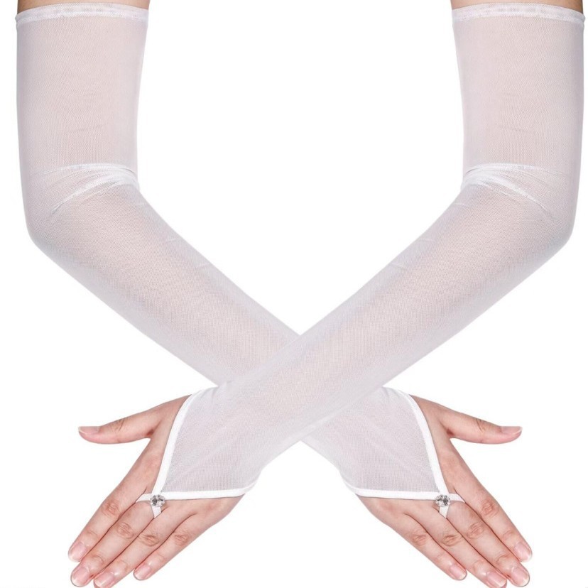 Luvas Finas Sem Dedos De Strass Estilo Longo , De Malha , Noivas De Casamento , Festas De Ópera , Fantasias Dedo De Ganc em Oferta na Shopee