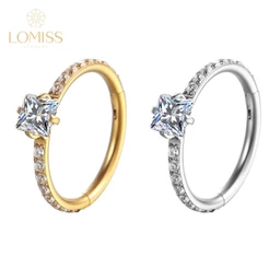 Lomiss Piercing Septril Rook Conch Argola Segmentada Aço Cirurgico Zircônia Pedra Quadrada