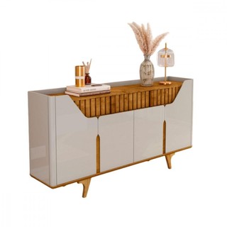 Aparador Buffet Danubio Off White Com Naturalle Bechara Off White Com Natural em Oferta na Shopee