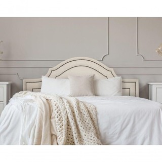 Cabeceira King Luxo 193x60 Courino Off White Tachas Fumê em Oferta na Shopee