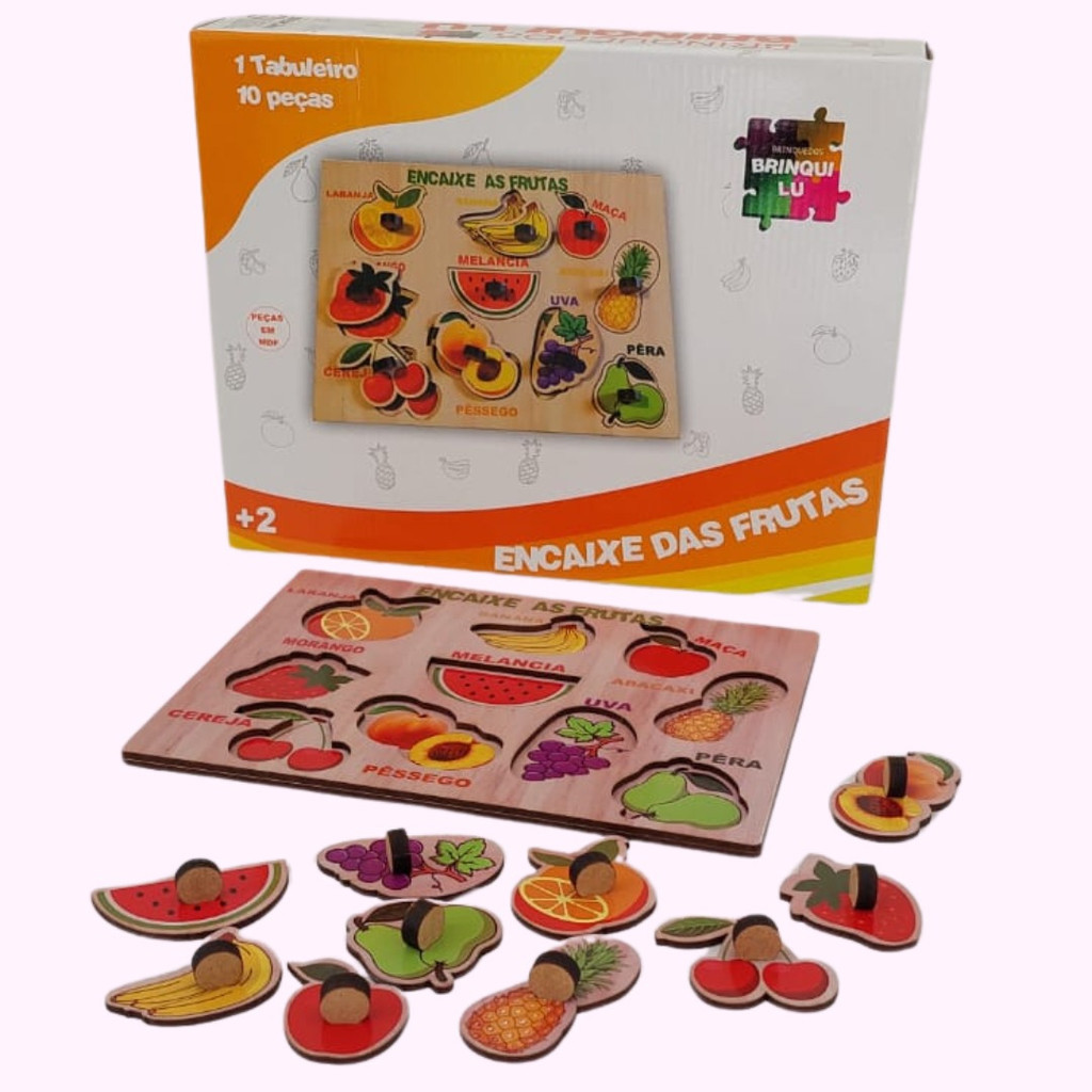 Jogo Pedagógico Encaixe As Frutas Jogo Tabuleiro Educativo 2-3 Anos
