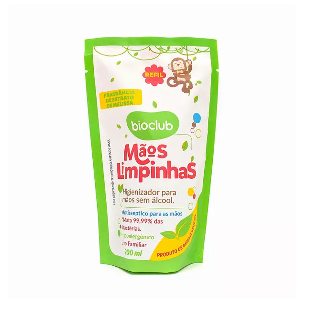 Higienizador Para Maõs Sem Álcool 200ml Refil Vegano Bioclub