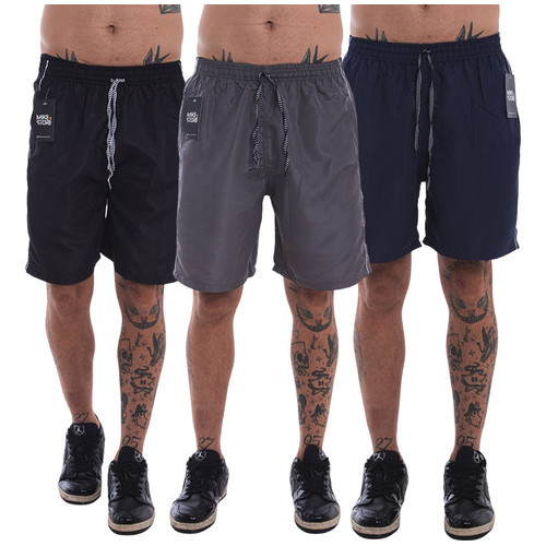 Combo 3 Pçs Short Tactel Masculino Liso C/ bolso Cordão Top Treino Academia Escolar Bermuda